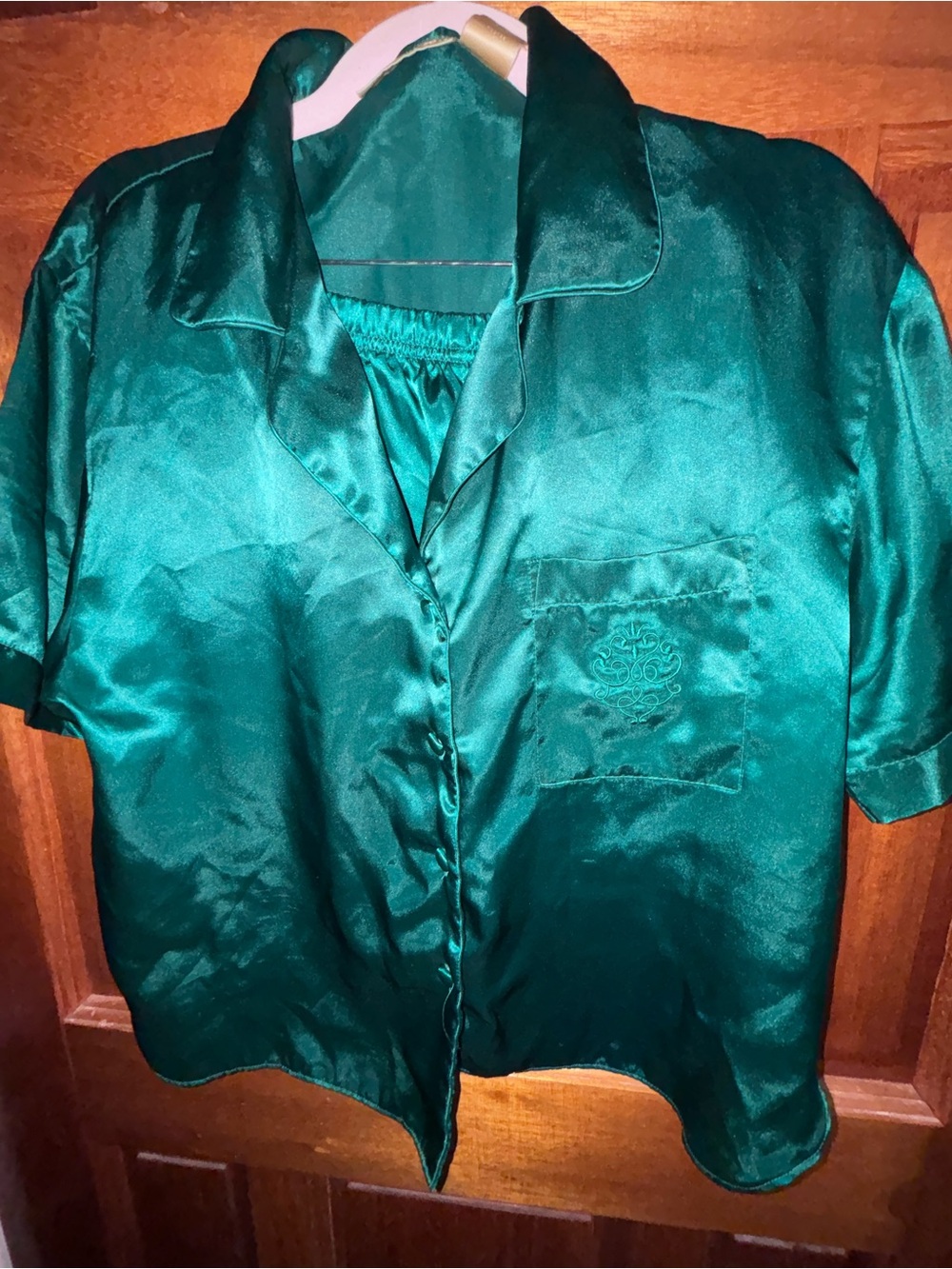 Delicates Pajama Set Women's Polyester with Satin finish in Jewel-tone Teal (M)